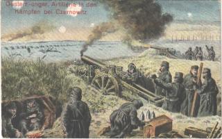 Oesterr.-ungar. Artillerie in den Kämpfen bei Czernowitz / WWI Austro-Hungarian K.u.K. military art postcard, artillery at the battle of Chernivtsi. M.B.L. 1500.
