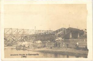 1918 Zerstörte Brücke in Czernowitz / WWI Austro-Hungarian K.u.K. military, destroyed bridge in Chernivtsi. photo (fl)