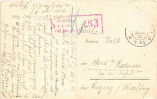 1917 Landau Platz. Heil! / WWI German military art postcard, soldiers marching s: Strieffler (EB)