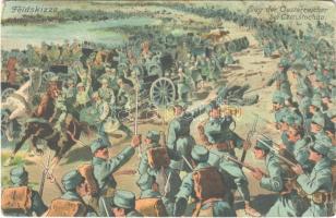 Sieg der Oesterreicher bei Czenstochau. Der Weltkrieg 1914/15. Feldskizze (Handkolorit) / WWI Austro-Hungarian K.u.K. military art postcard, victory at Czestochowa (EK)