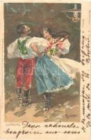 1901 Csárdás. Magyar folklór művészlap / Hungarian folklore, traditional dance. Kuenstlerpostkarte No. 2266. von Ottmar Zieher Kunstanstalt litho (EK)