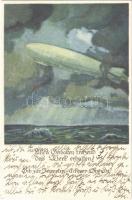 Allen Gewalten trotzend das Werk erhalten! Gib zur Zeppelin-Eckener-Spende! / charity fund for Zeppelin airships, art postcard s: Otto Amtsberg
