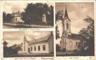 1938 Kápolnásnyék, Községháza és Hősök szobra, emlékmű, Római katolikus iskola és kápolna, Református templom (fl)