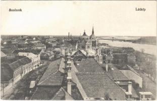 1918 Szolnok, látkép, zsinagóga. Faragó Sándor kiadása (EK)