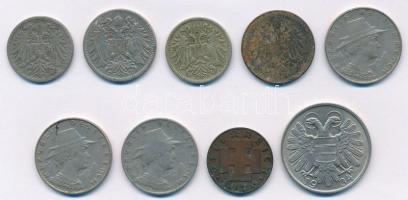 Ausztria 1895. 10h Cu-Ni + 1909. 20h Cu-Ni + 1915. 10h Cu-Ni + 1918. 20h Fe + 1924. 1000K Cu-Ni + 19...
