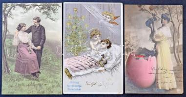 770 db régi üdvözlő, művészeti és motívum képeslap sok érdekességgel, jobbakkal / 770 old greetings,...