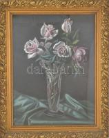 Pénzes jelzéssel: Virágos csendélet. akvarell, papír. 52x40 cm Üvegezett keretben