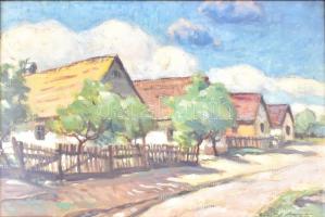 Csiky András (1894-1971): Falusi táj. Akvarell, papír. Jelzett. Üvegezett keretben. 43x65 cm