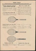 cca 1910-1920 Seffer Antal Tornaszerek és Sporteszközök Gyárának árjegyzéke, benne Lawn-Tennisz játé...
