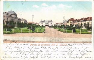 1904 Turnu Severin, Szörényvár; Parcul si primaria / park, town hall (cut)