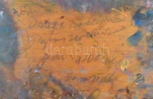 Lossonczy Tamás (1903-1994) festőművész festő palettája. Rajta dedikációja Félegyházi Zsoltnak. 40x2...