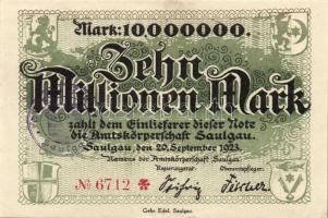 Német Birodalom/Weimari Köztársaság/Saulgau/Amtskörperschaft 1923.9.20. 10.000.000M T:II+