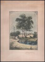 Komjáti-Wanyerka Gyula (1894-1958): Pecázók. Rézkarc, papír, jelzett. 25x18 cm