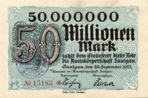 Német Birodalom/Weimari Köztársaság/Saulgau/Amtskörperschaft 1923.9.20. 50.000.000M T:I