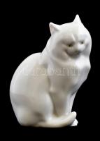 Herendi porcelán macska, kézzel festett, jelzett, kis kopásnyomokkal, m: 11,5 cm