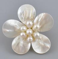 Tenyésztett, virág alakú gyöngy gyűrű, állítható mérettel