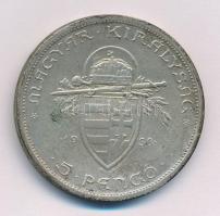 1938. 5P Ag "Szent István" T:2 patina, kis ph. Adamo P8.1