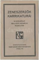 Zeneszerzők karikatúrái - 32 levelezőlap Major Henrik rajzai után saját tokban. Nyomtatta és kiadta Kner Izidor könyvnyomtató, Gyoma, 1910. / Caricatures of composers - postcard series with 32 postcards in case
