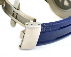 Locman Montecristo automata karóra kék számlappal, kaucsuk szíjjal, működő jó állapotban d: 43 mm