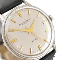 cca 1960 IWC automata karóra 854 cal. Fém tokos, jelzett, eredeti felhúzókoronával, bőr szíjjal, műk...