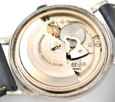 cca 1960 IWC automata karóra 854 cal. Fém tokos, jelzett, eredeti felhúzókoronával, bőr szíjjal, műk...