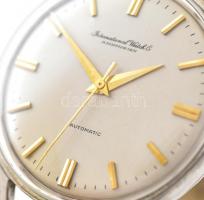 cca 1960 IWC automata karóra 854 cal. Fém tokos, jelzett, eredeti felhúzókoronával, bőr szíjjal, műk...