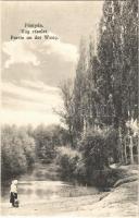 Pöstyén, Piestany; Vág részlet, mosóasszony. Lampl Gyula kiadása / Partie an der Waag / Váh riverbank, washerwoman