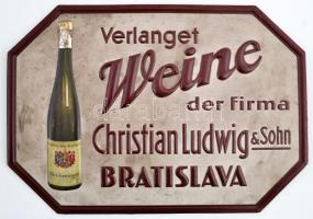cca 1930 Verlanget Weine der Firma Christian Ludwig & Sohn Bratislava bőr tábla, 24x34 cm