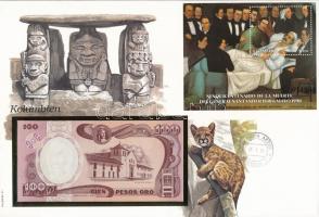 Kolumbia 1989. 100P felbélyegzett borítékban, bélyegzéssel T:I  Kolumbia 1989. 100 Pesos in envelope with stamp and cancellation C:UNC