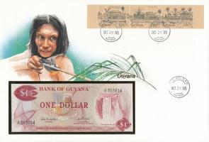 Guyana 1983. 1$ felbélyegzett borítékban, bélyegzéssel T:1 Guyana 1983. 1 Dollar in envelope with stamp and cancellation C:UNC