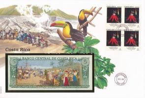 Costa Rica 1990. 5C felbélyegzett borítékban, bélyegzéssel T:I  Costa Rica 1990. 5 Colones in envelope with stamp and cancellation C:UNC
