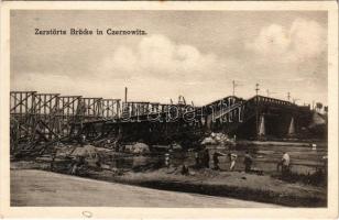 Zerstörte Brücke in Czernowitz / WWI Austro-Hungarian K.u.K. military, destroyed bridge in Chernivtsi (fl)