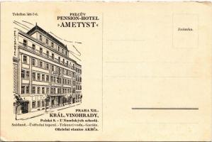 Praha, Prag, Prága, Prague; Pelcuv Pension Hotel Ametyst / Czech hotel advertising card (from postcard booklet) (EK)