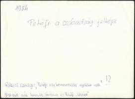 1954 Március 15-diki ünnepség a Petőfi-szobornál rákosista katonákkal, utólagos előhívás, hátoldalon...