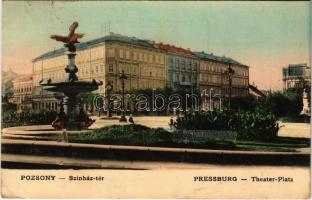 1909 Pozsony, Pressburg, Bratislava; Színház tér, kávéház / Theater-Platz / square, café (EK)