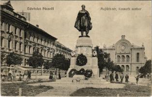 1915 Pécs, Majláth tér, Kossuth Lajos szobor, zsinagóga, piaci árusok. Alt és Böhm kiadása (fl)