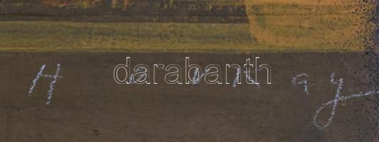 Horkay István (1945): Három alak (1971). Olaj, falemez. Jelzett, Keretben 48x48 cm