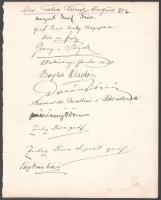 1904 Aláírás-gyűjtemény papírlap két oldalán a kor neves személyiségeinek aláírásával (Darányi Ignác, Zichy Géza, Degenfeld-Schönberg Kristóf, Vay Imre, Khuen-Héderváry Károly, stb.)