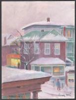 Lovaghy István (1898-?): Pittsburghi házak. Akvarell, papír, jelzett és datált (966. II.), 30×22,5 cm
