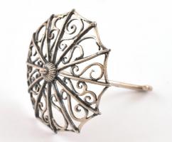 Ezüst(Ag) miniatűr esernyő, jelzett, h: 5 cm, nettó: 12,06 g