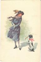 1922 Lady with dog. Amag O.11. (EK)