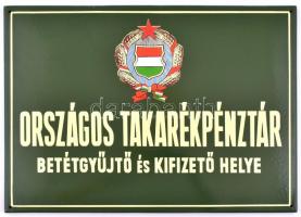 Országos Takarékpénztár betétgyűjtő és kifizető helye zománcozott fémtábla, 36,5x50,5 cm