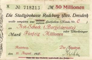 Német Birodalom/Weimari Köztársaság /Radeburg 1923.8.21. 50.000.000M T:II-