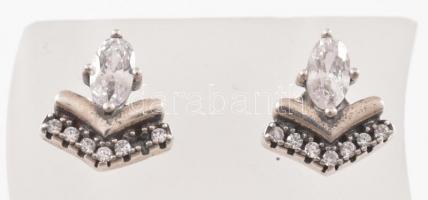 Ezüst(Ag) fülbevaló-pár, Pandora jelzéssel, h: 1,1 cm, bruttó: 2,1 g