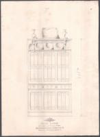 cca 1900 Berhard Ludwig bútorasztalos 4 db pecséttel jelzett bútorterv, rajz + 2 egyéb terv