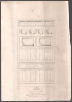 cca 1900 Berhard Ludwig bútorasztalos 4 db pecséttel jelzett bútorterv, rajz + 2 egyéb terv