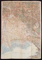 cca 1890 Trieszt és környéke térkép vászonra kasírozva / map of Trieste and area 58x44 cm