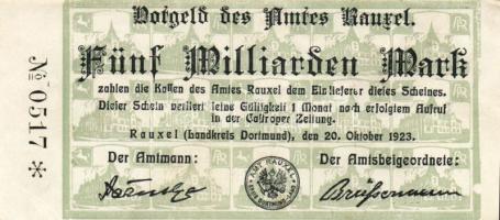 Német Birodalom/Weimari Köztársaság/Rauxel Amt 1923.10.10. 5000.000.000M T:II