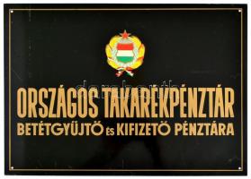 Országos Takarékpénztár betétgyűjtő és kifizető pénztára zománcozott fémtábla, 36x50 cm