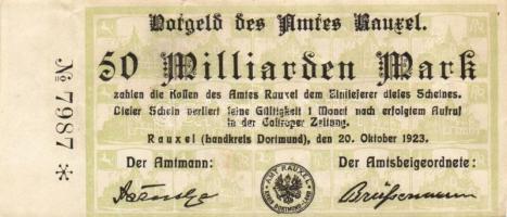 Német Birodalom/Weimari Köztársaság/Rauxel Amt 1923.10.10. 50.000.000.000M T:II